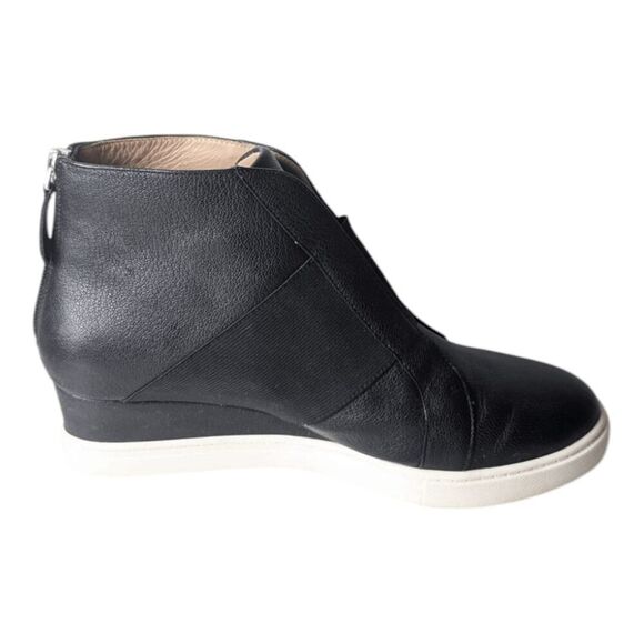 LINEA PAOLO Felicia Black Leather Wedge Sneaker Size 8.5M - Picture 7 of 8